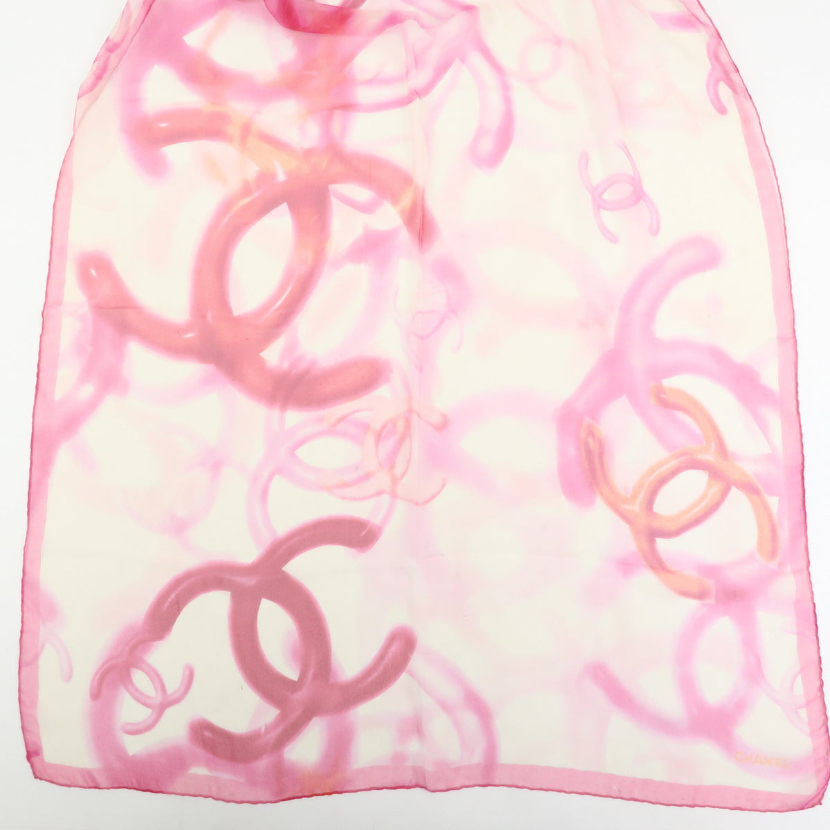 CHANEL COCO Mark Silk 100% Scarf Pink