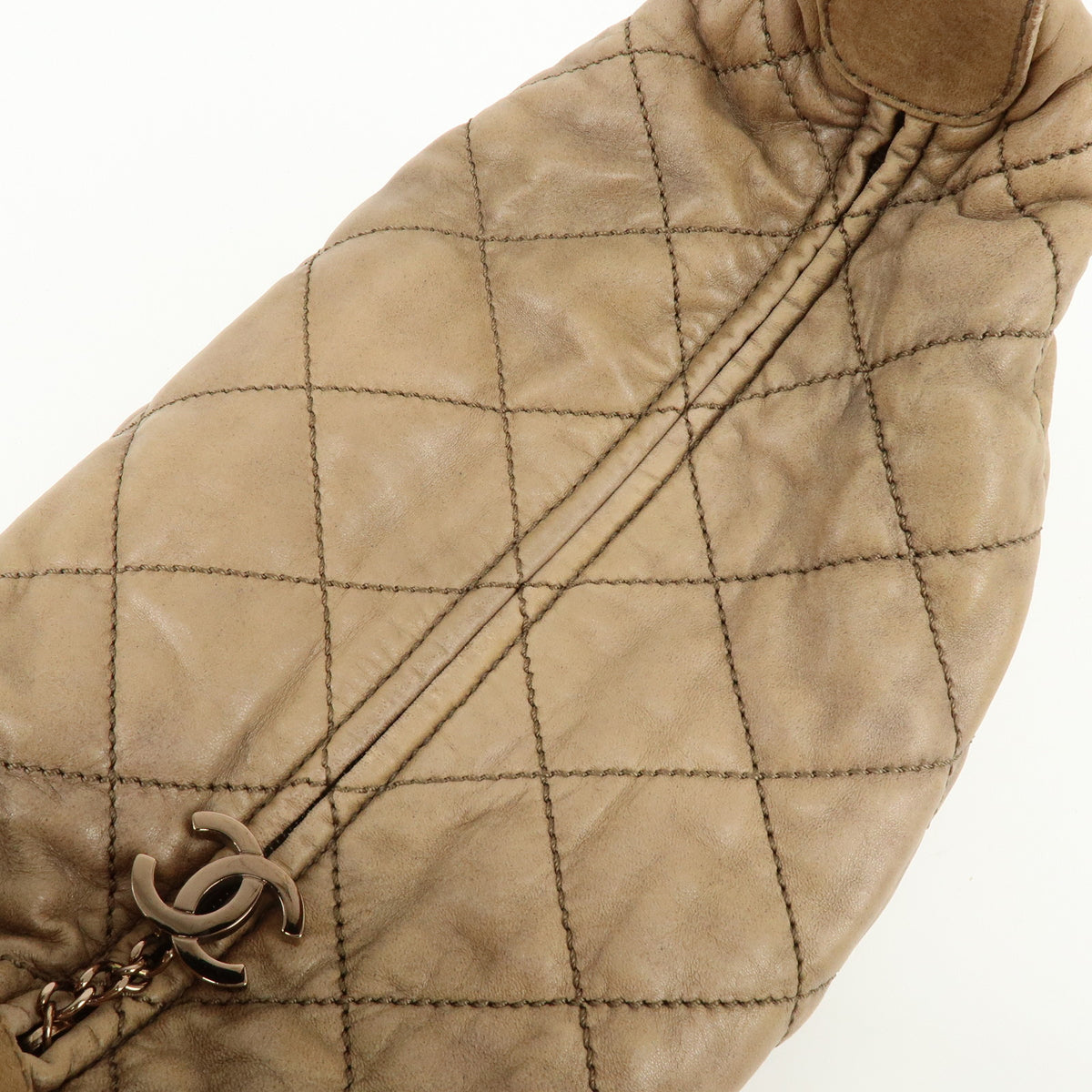 CHANEL Wild Stich Calf Skin Shoulder Bag Hand Bag Beige Metallic Pink