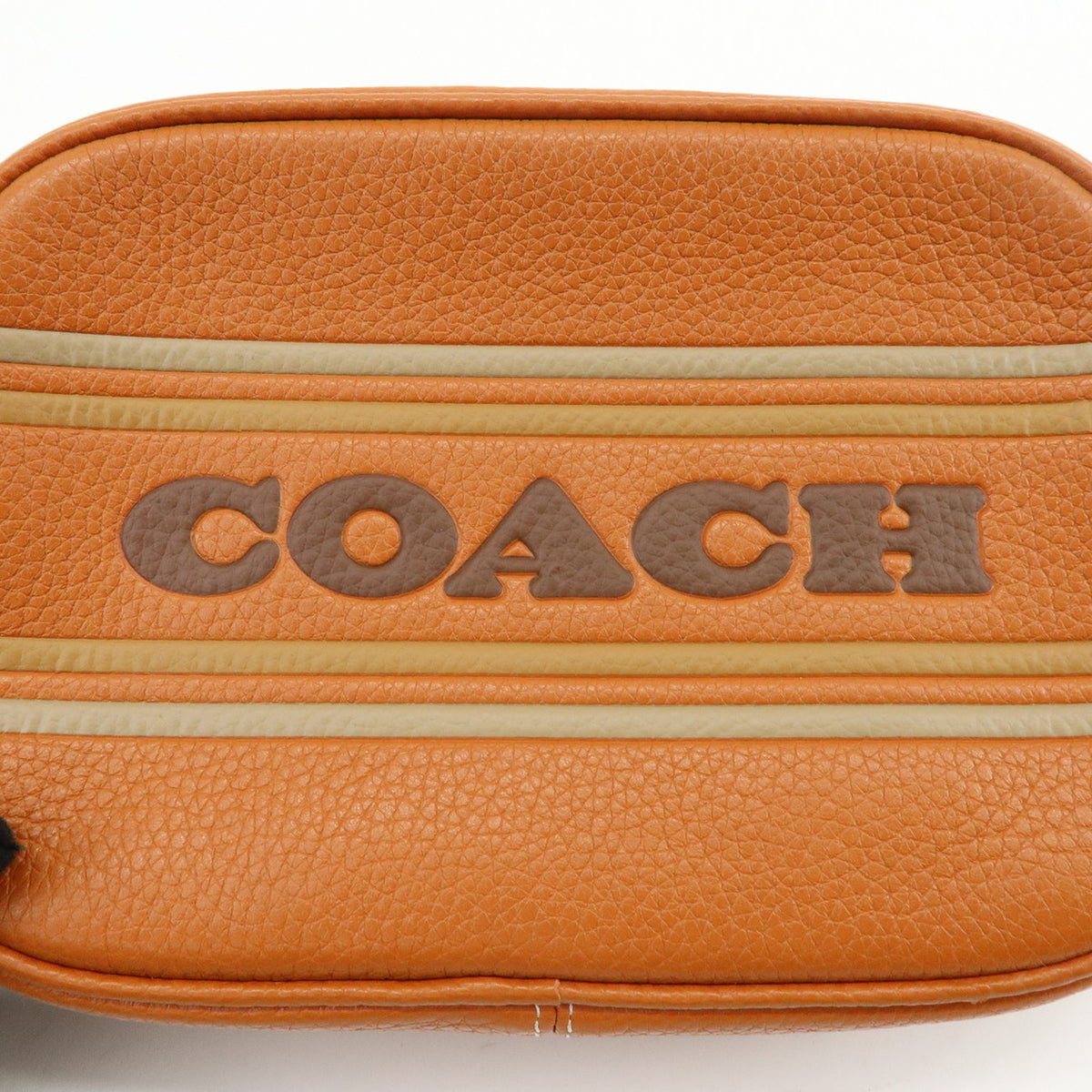 COACH Logo Leather Shoulder Bag Crossbody Bag Camel Brown