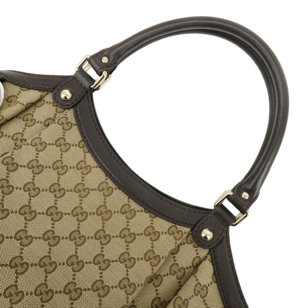 GUCCI Sukey GG Canvas Leather Hand Bag Beige Brown 362721