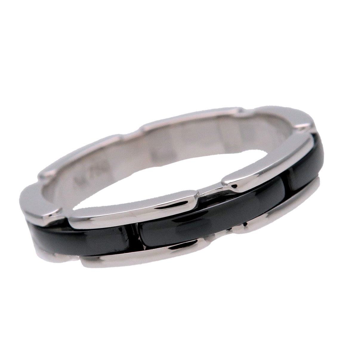 CHANEL Ultra Small Ring K18 750WG Black Ceramic #60 US9 J3092