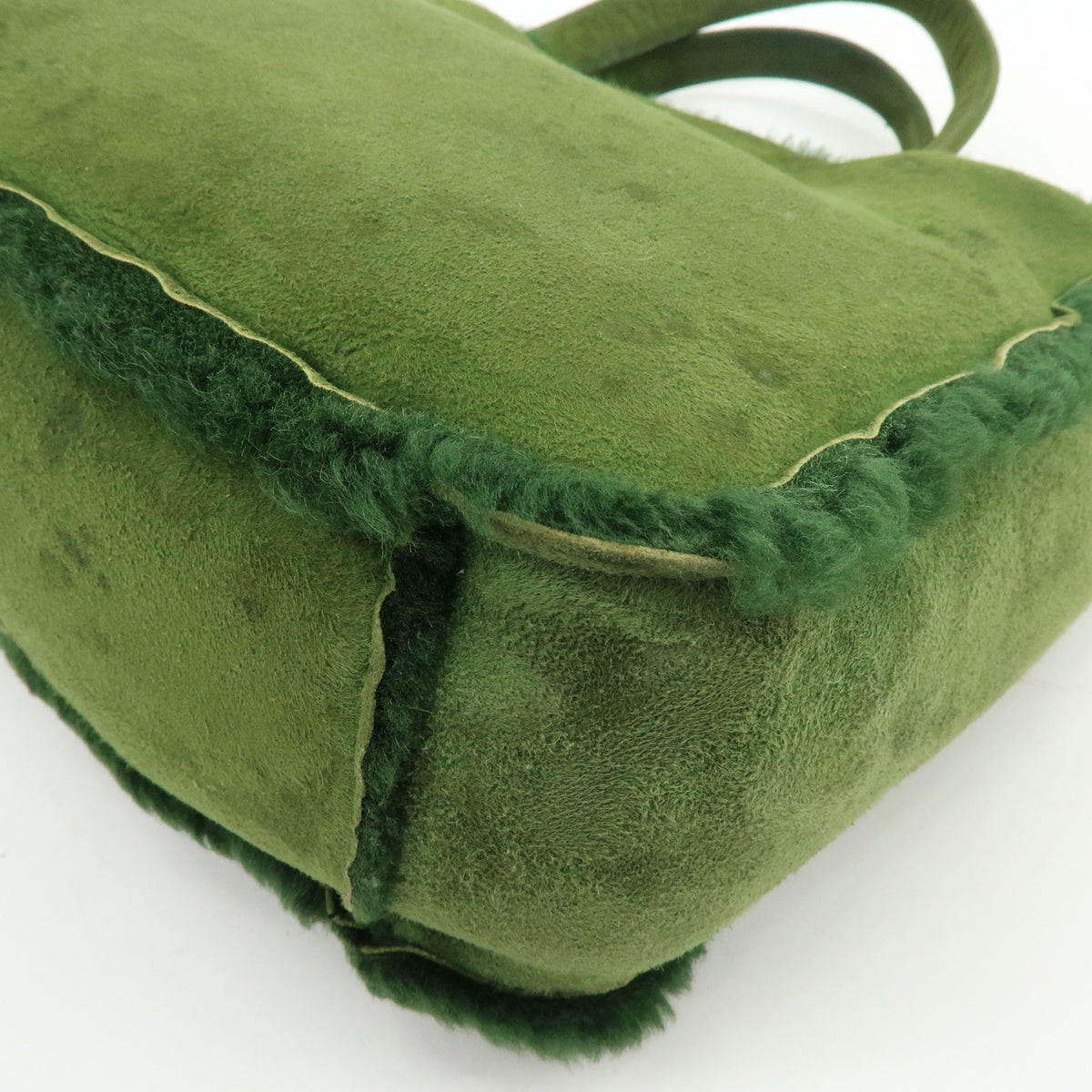 CHANEL Suede Mouton Tote Bag Hand Bag Green