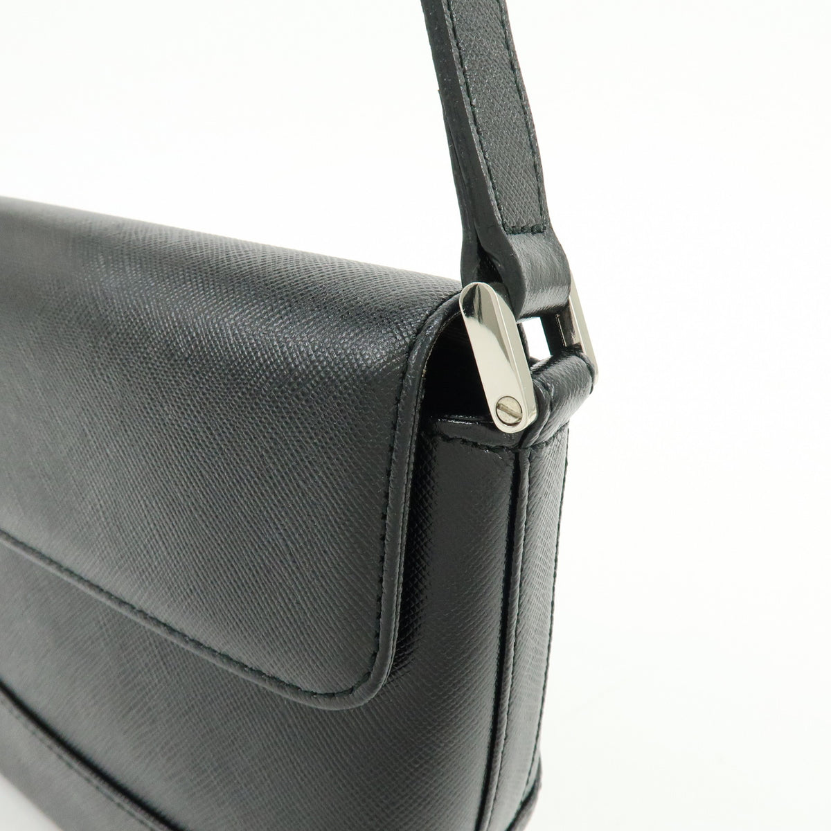 BURBERRY Logo Plate Leather Shoulder Bag Hand Bag Black