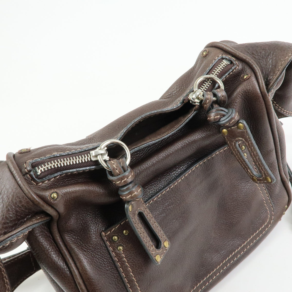 Chloe Paddington Leather Shoulder Bag Crossbody Bag Brown Pink