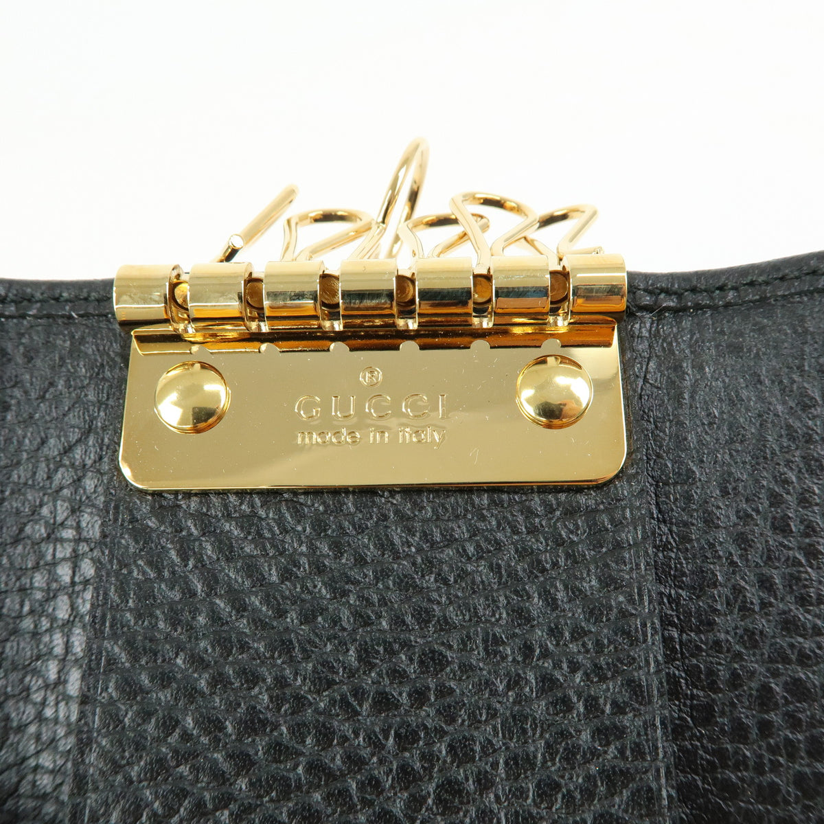 GUCCI Double G Leather 6 Ring Key Case Key Holder Black 456118
