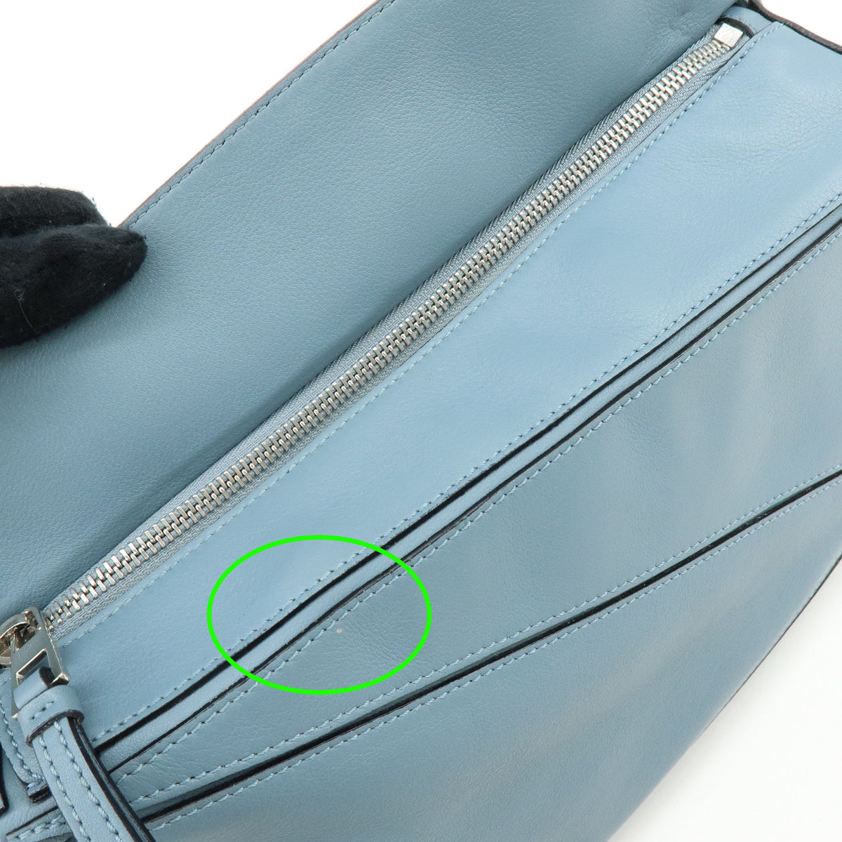LOEWE Anagram Puzzle Leather 2Way Bag Hand Bag Shoulder Bag Light Blue
