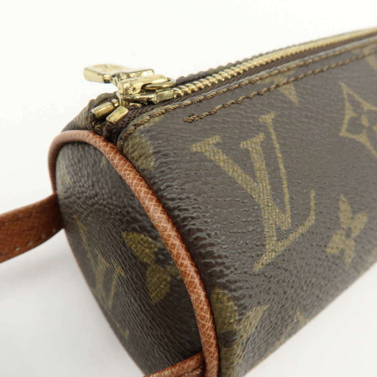 Louis Vuitton Monogram Trousse Ronde Pen Case Pouch Brown M47630