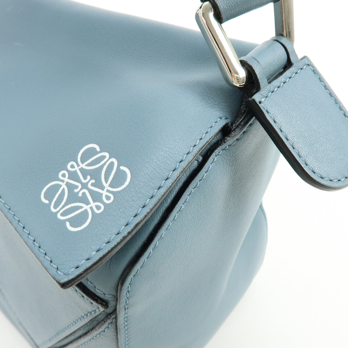 LOEWE Anagram Puzzle Leather 2Way Bag Hand Bag Shoulder Bag Light Blue
