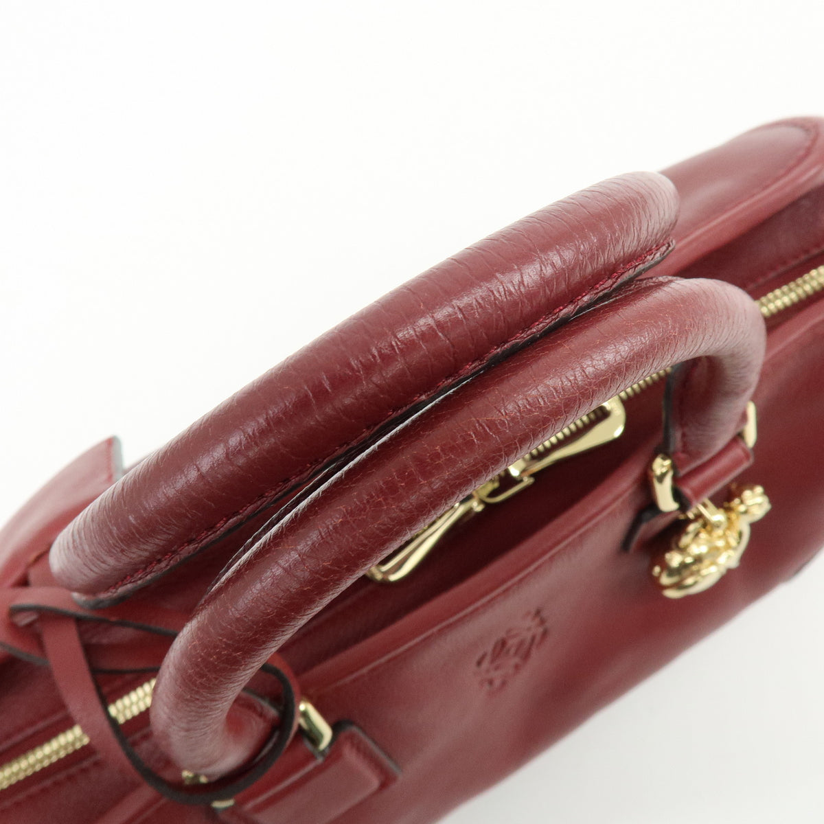 LOEWE Anagram Amazona 28 Leather Hand Bag Boston Bag Wine Red