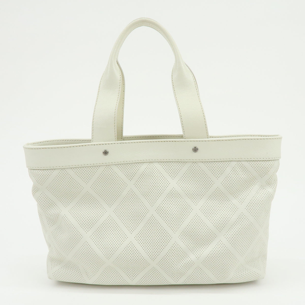CHANEL COCO Mark Leather Perforated Shoulder Bag Hand Bag White