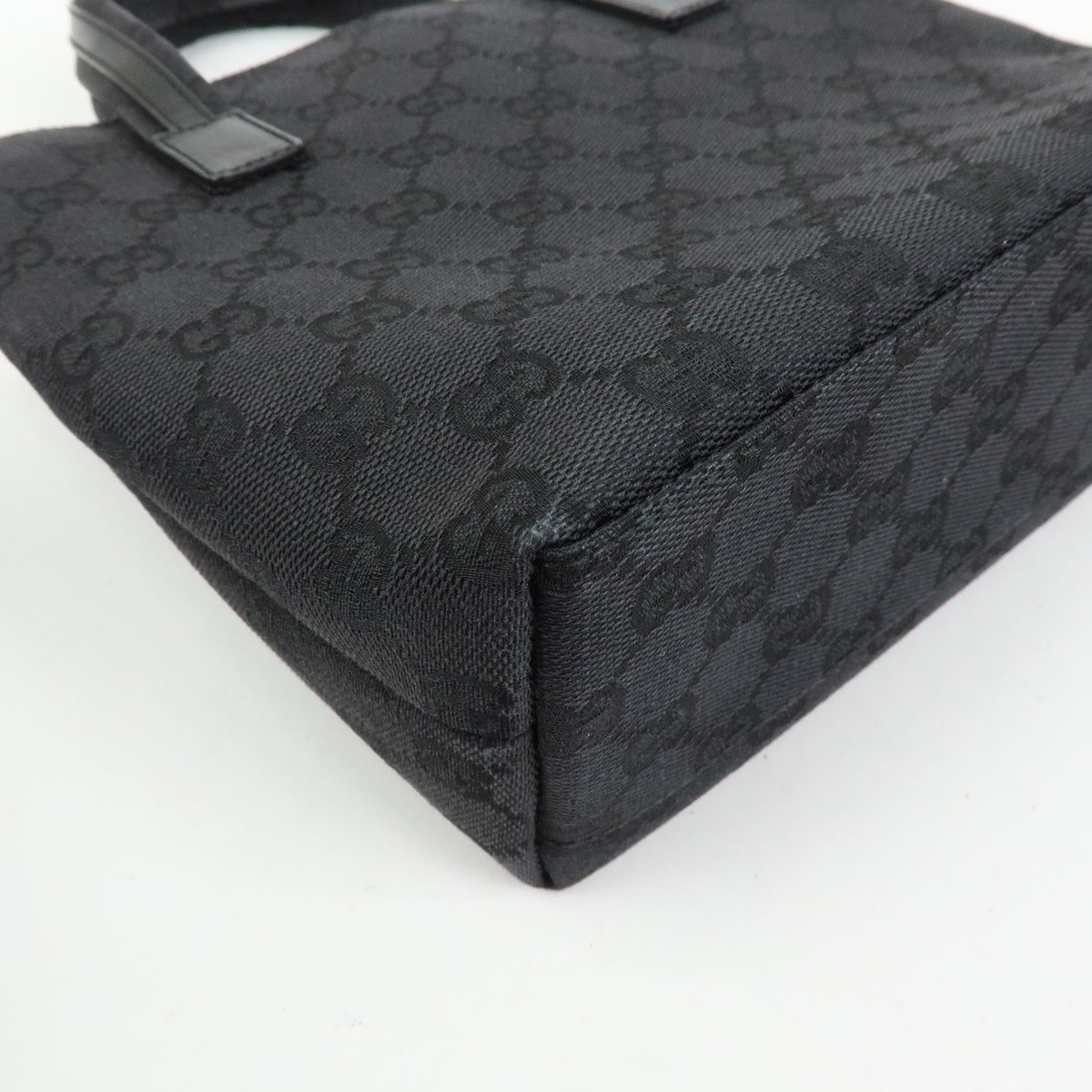 GUCCI GG Canvas Leather Mini Tote Bag Hand Bag Black 002・1079