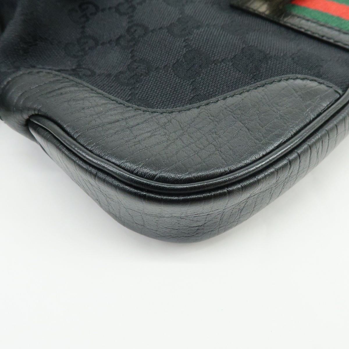 GUCCI Sherry GG Canvas Leather Shoulder Bag Hand Bag Black 130846