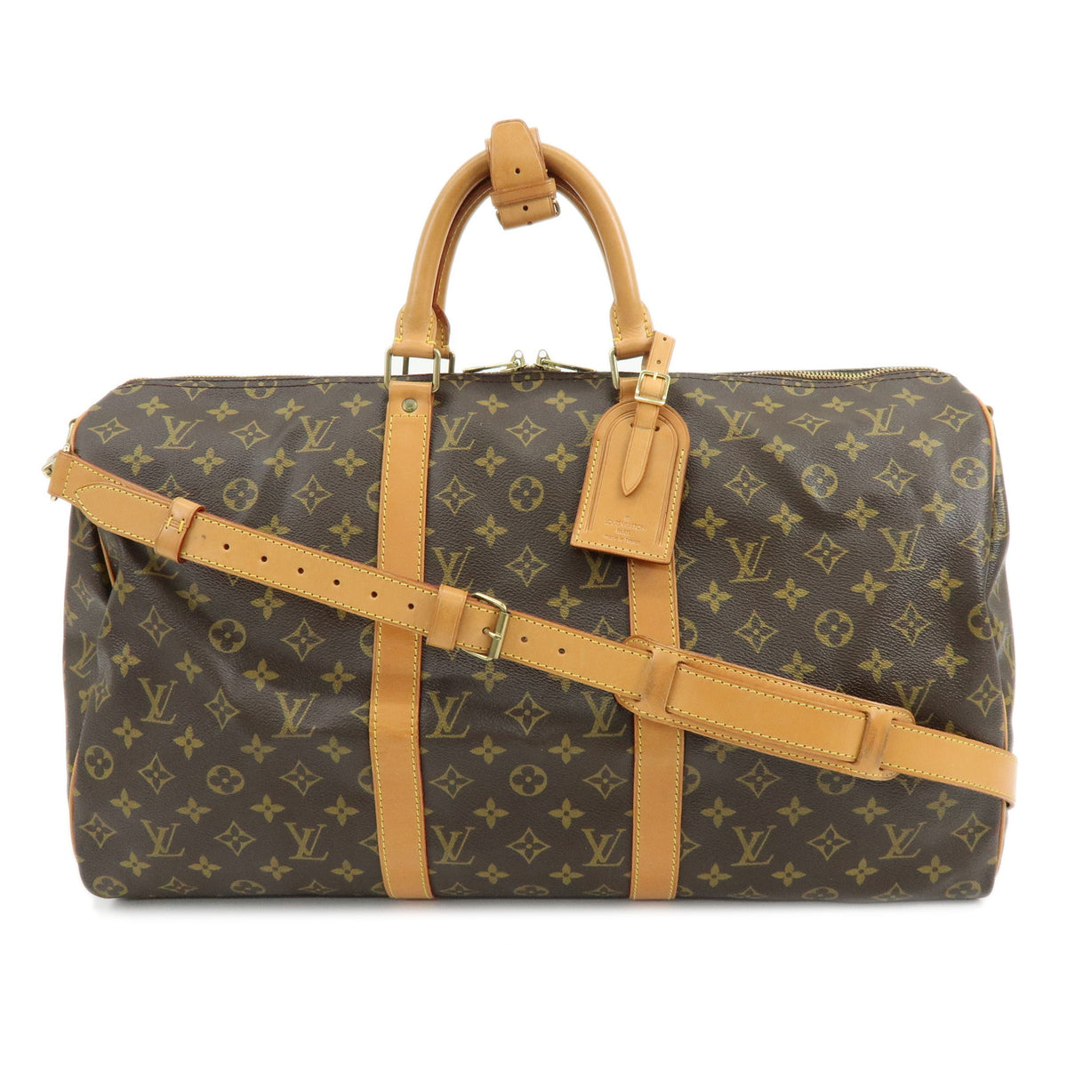 Louis Vuitton Monogram Keep All Bandouliere 50 Boston Bag Brown M41416