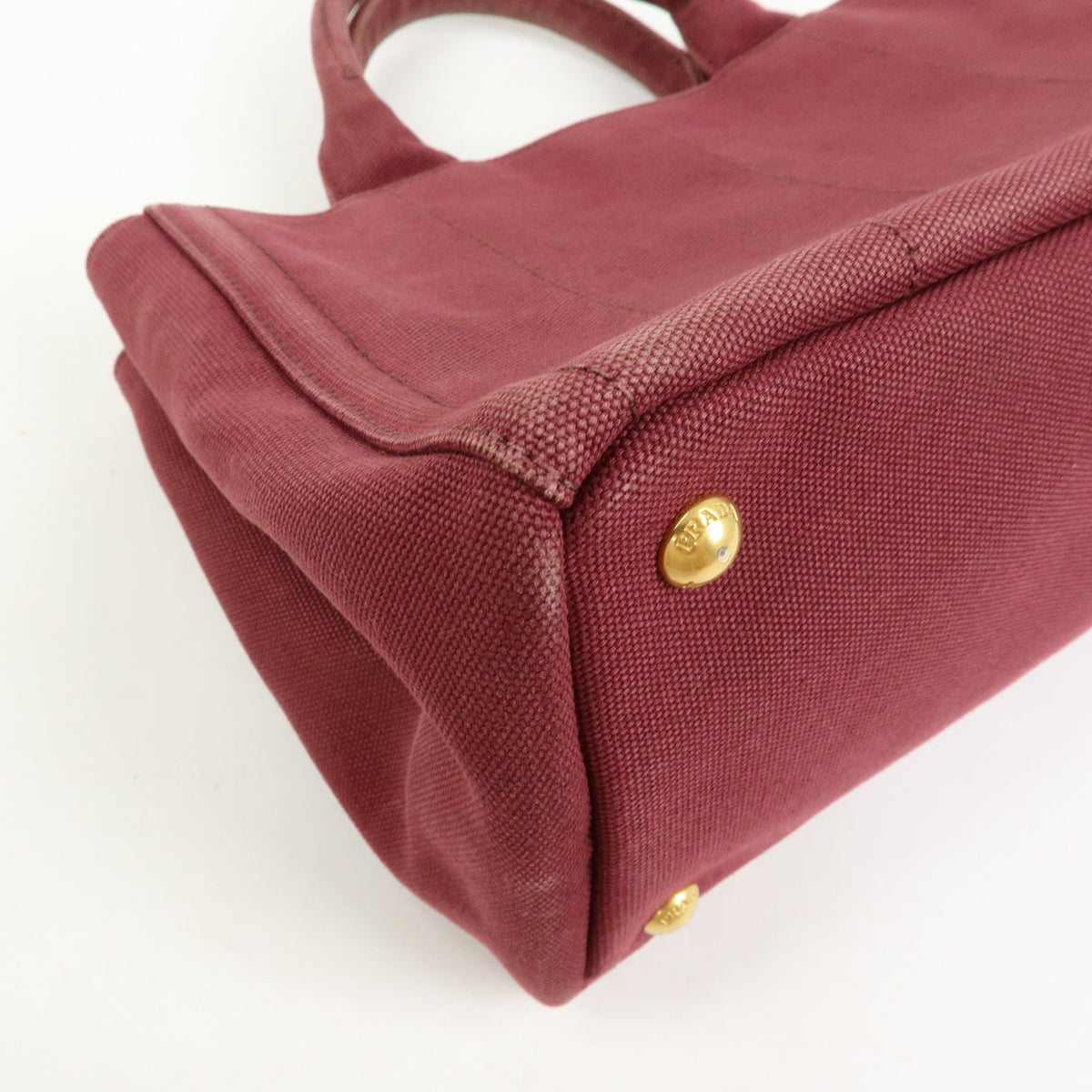 PRADA Triangle Logo Canapa Mini Canvas 2Way Bag Bijoux Bordeaux 1BG439