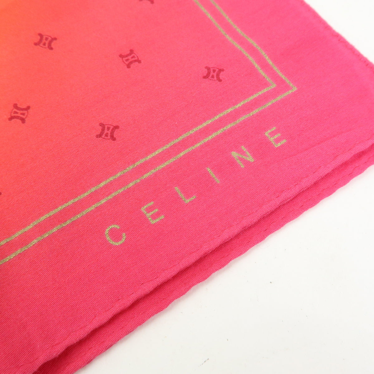GUCCI CELINE Macadam Lot of 2 100% Silk Polyester Scarf Pink Orange