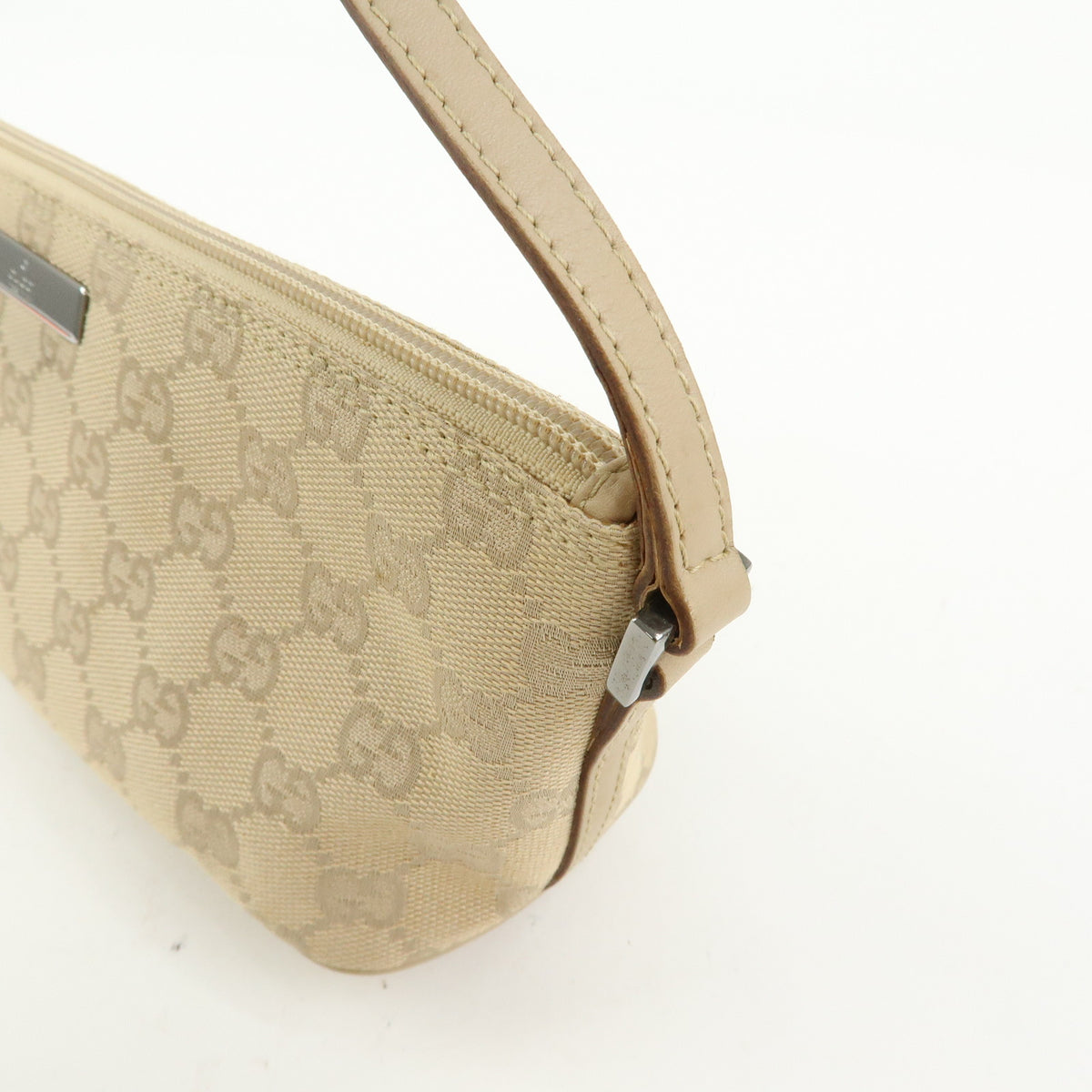 GUCCI Boat Bag GG Canvas Hand Bag Accessory Pouch Beige 07198