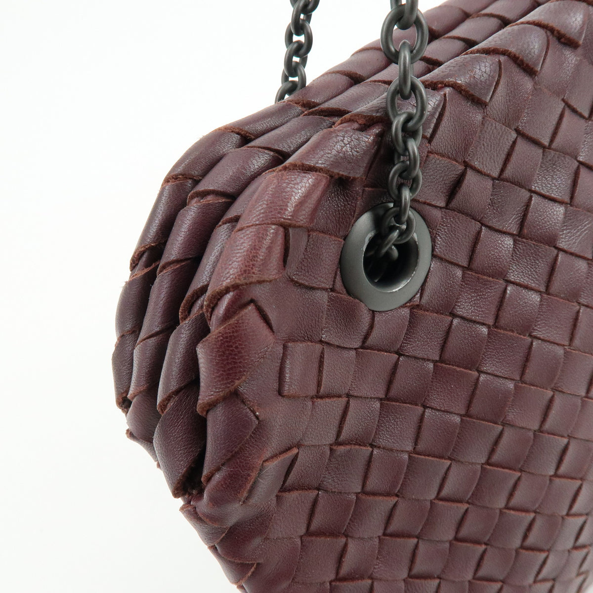BOTTEGA VENETA intrecciato Leather Shoulder Bag Bordeaux Wine Red