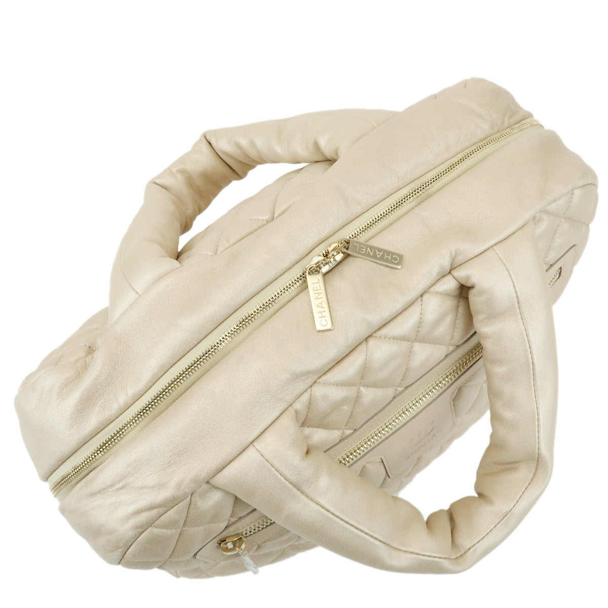CHANEL COCO COCOON Lamb Skin Boston Bag Champagne Gold A47205