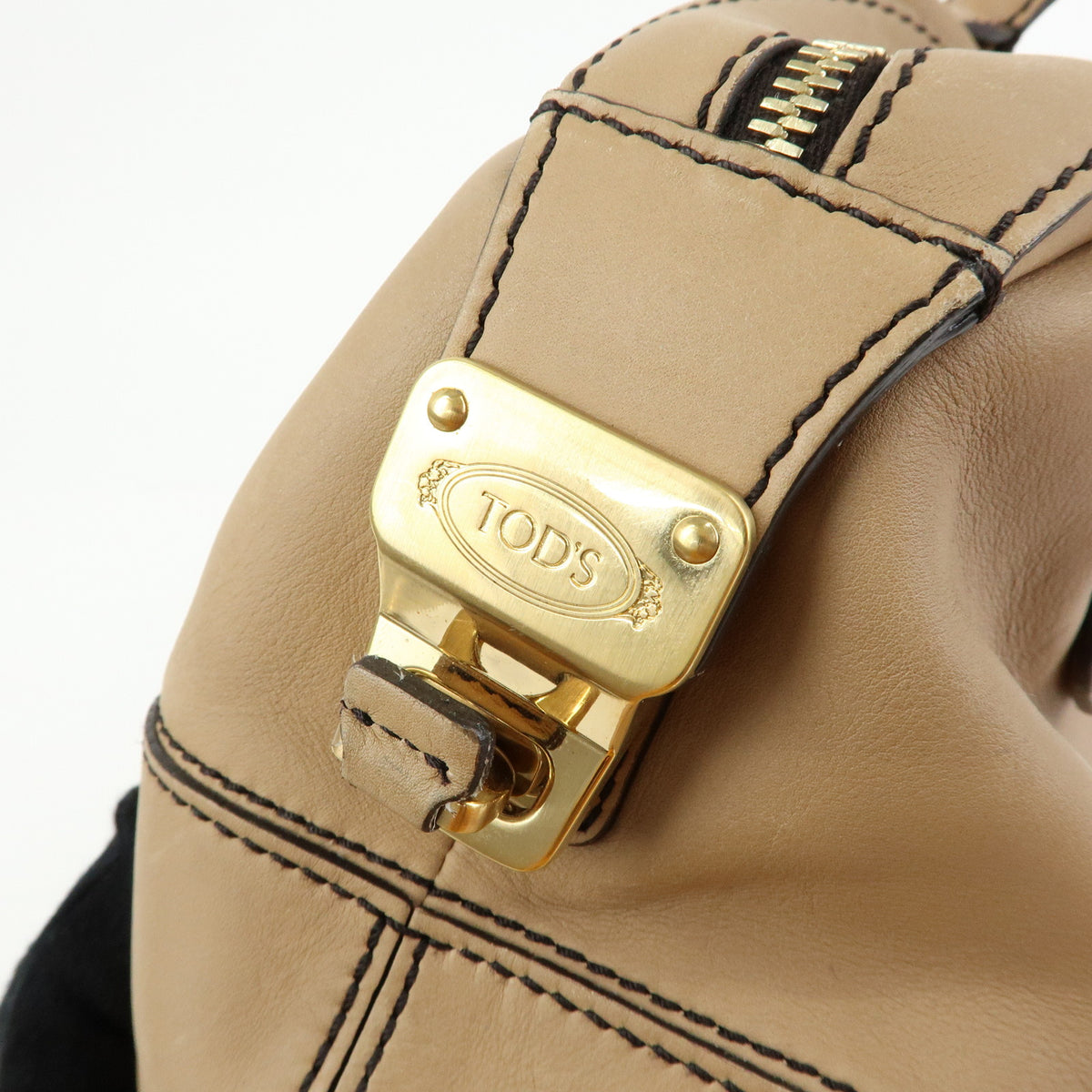 TOD'S  D Styling Leather 2Way Bag Hand Bag Shoulder Bag Beige