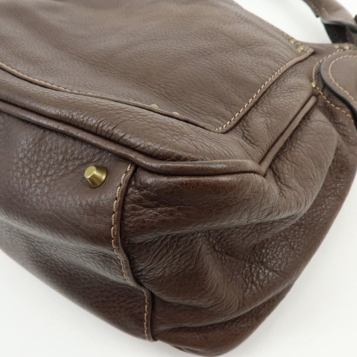 Chloe Paddington Leather Shoulder Bag Hand Bag Dark Brown