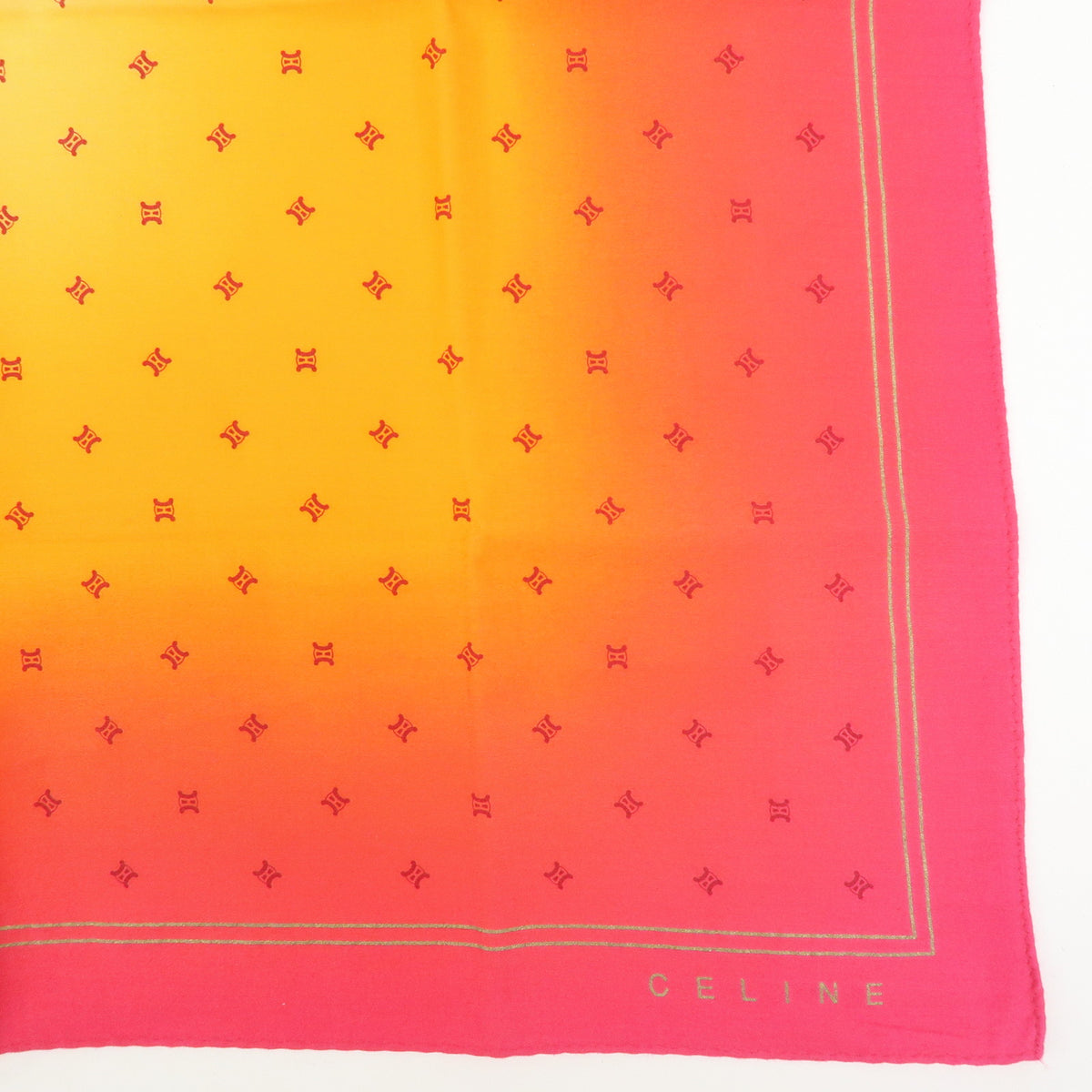 GUCCI CELINE Macadam Lot of 2 100% Silk Polyester Scarf Pink Orange