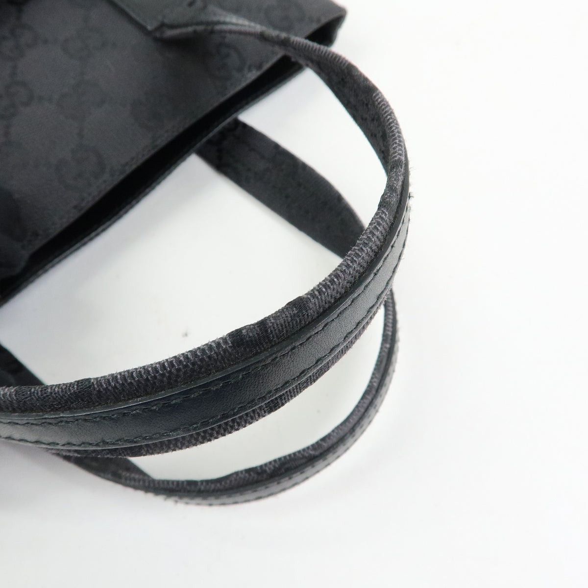 GUCCI GG Canvas Leather Mini Tote Bag Hand Bag Black 002・1079