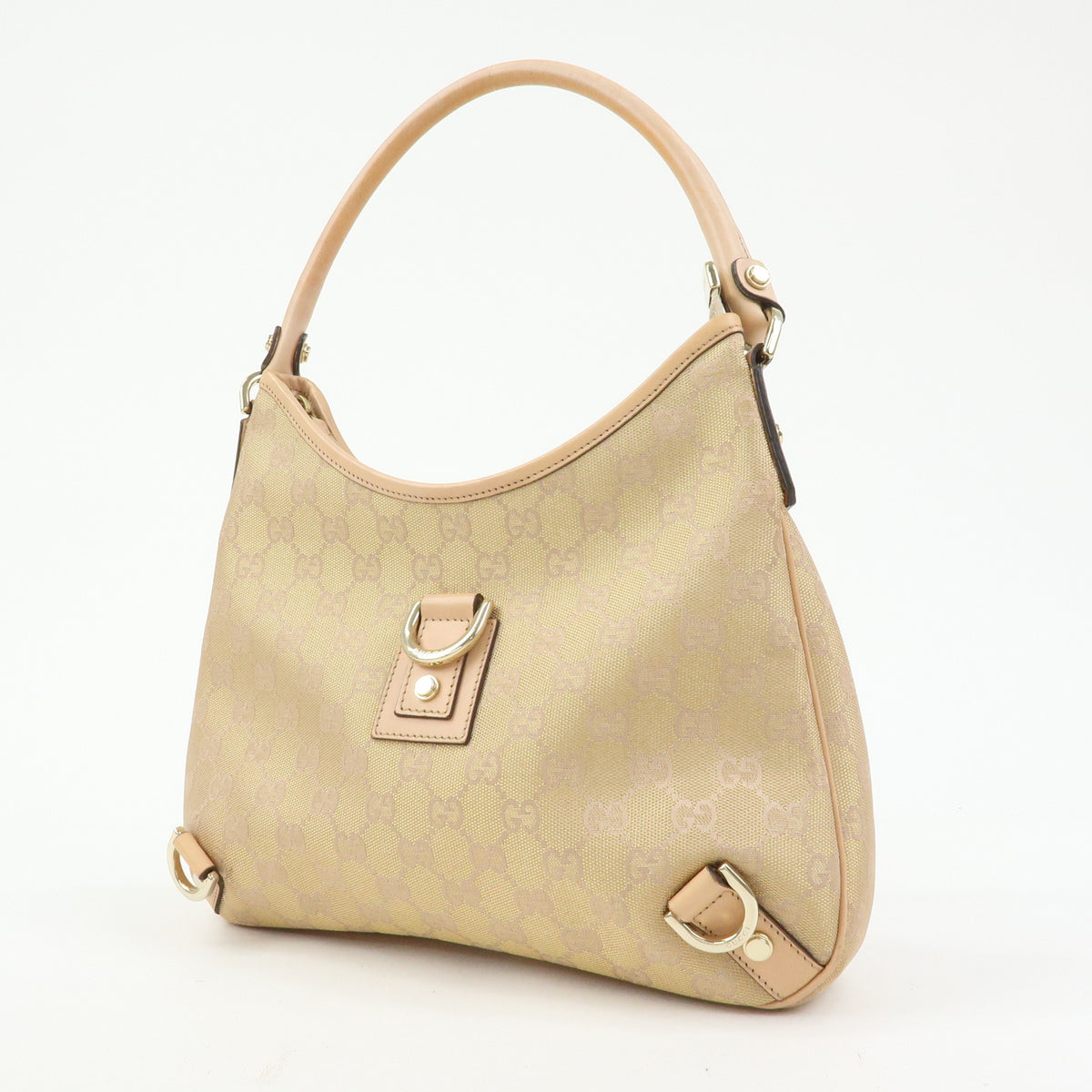 GUCCI Abbey Canvas Leather Shoulder Bag Hand Bag Pink Beige 130738
