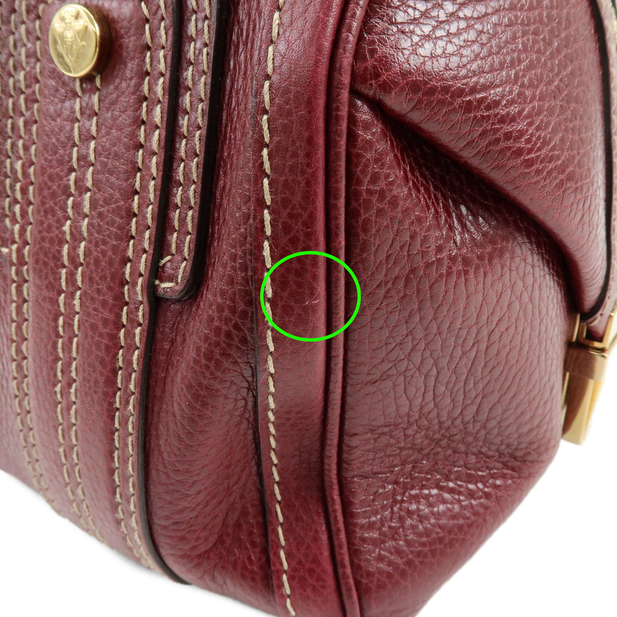 GUCCI Hysteria Aviatrix Leather Mini Boston Hand Bag Burgundy 186235