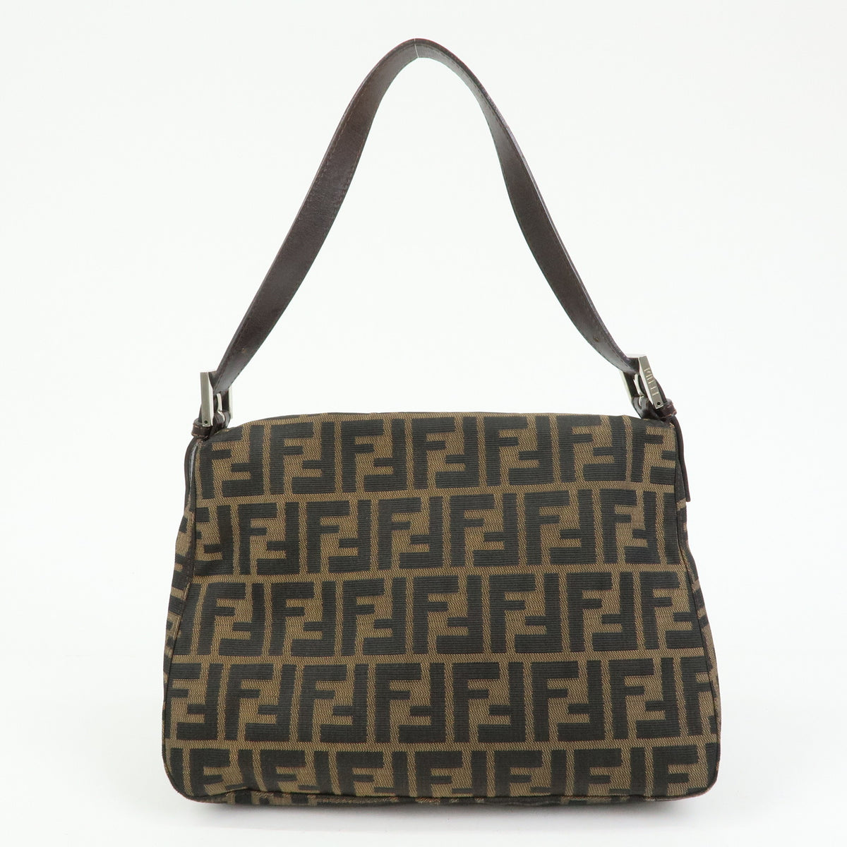 FENDI Zucca Mamma Baguette Canvas Leather Shoulder Bag Brown 26325