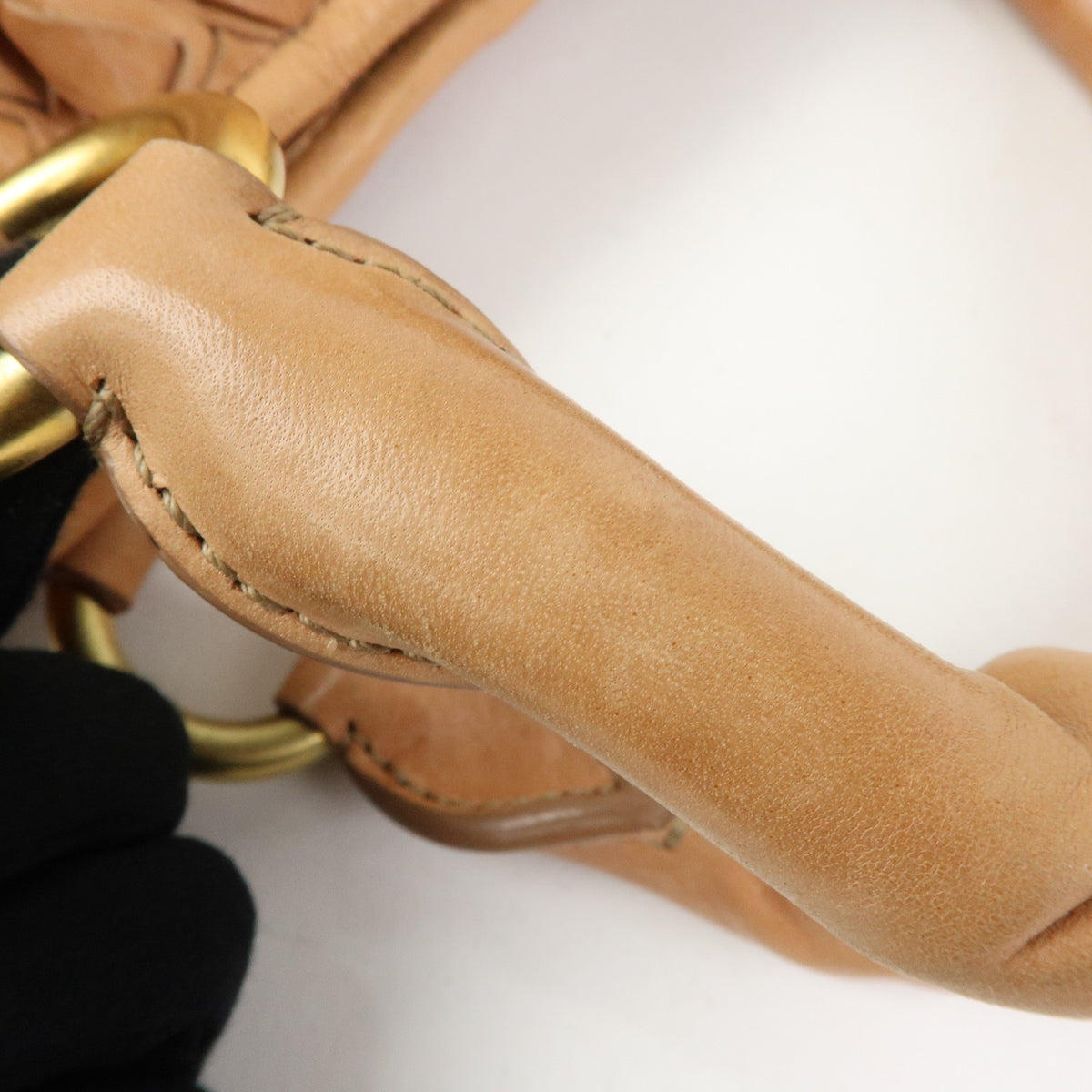 MIU MIU Leather Blaid Shoulder Bag Hand Bag Brown