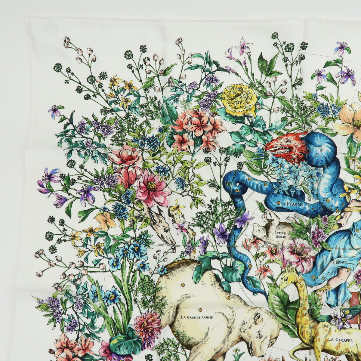 Christian Dior Silk 100% Pietro Ruffo Scarf Shawl White Multicolor