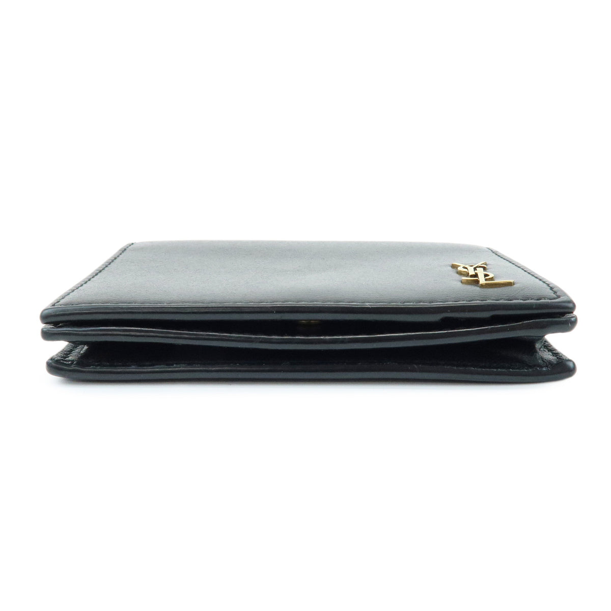 SAINT LAURENT PARIS Cassandra Leather Card Case Card Holder Black