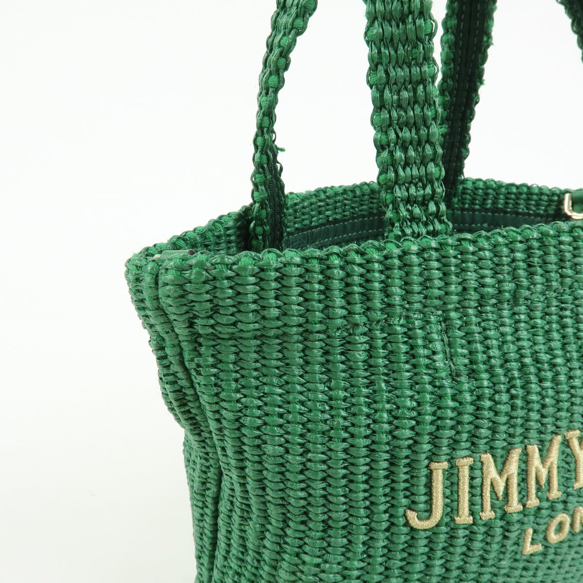 Jimmy Choo Beach Tote East West Raffia 2way Bag Hand Shoulder Bag Green