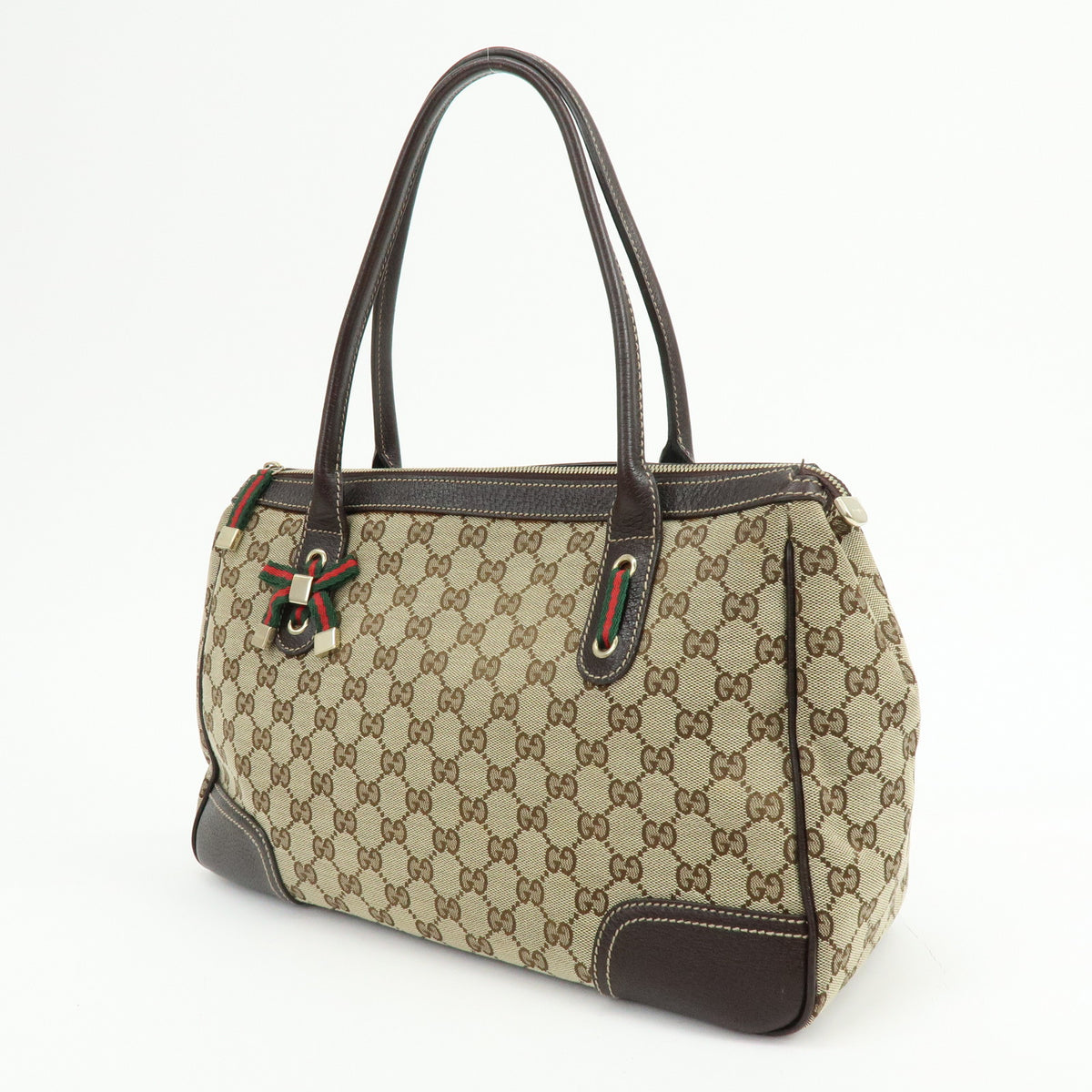 GUCCI Sherry GG Canvas Leather Shoulder Bag Tote Bag Brown Beige 177052
