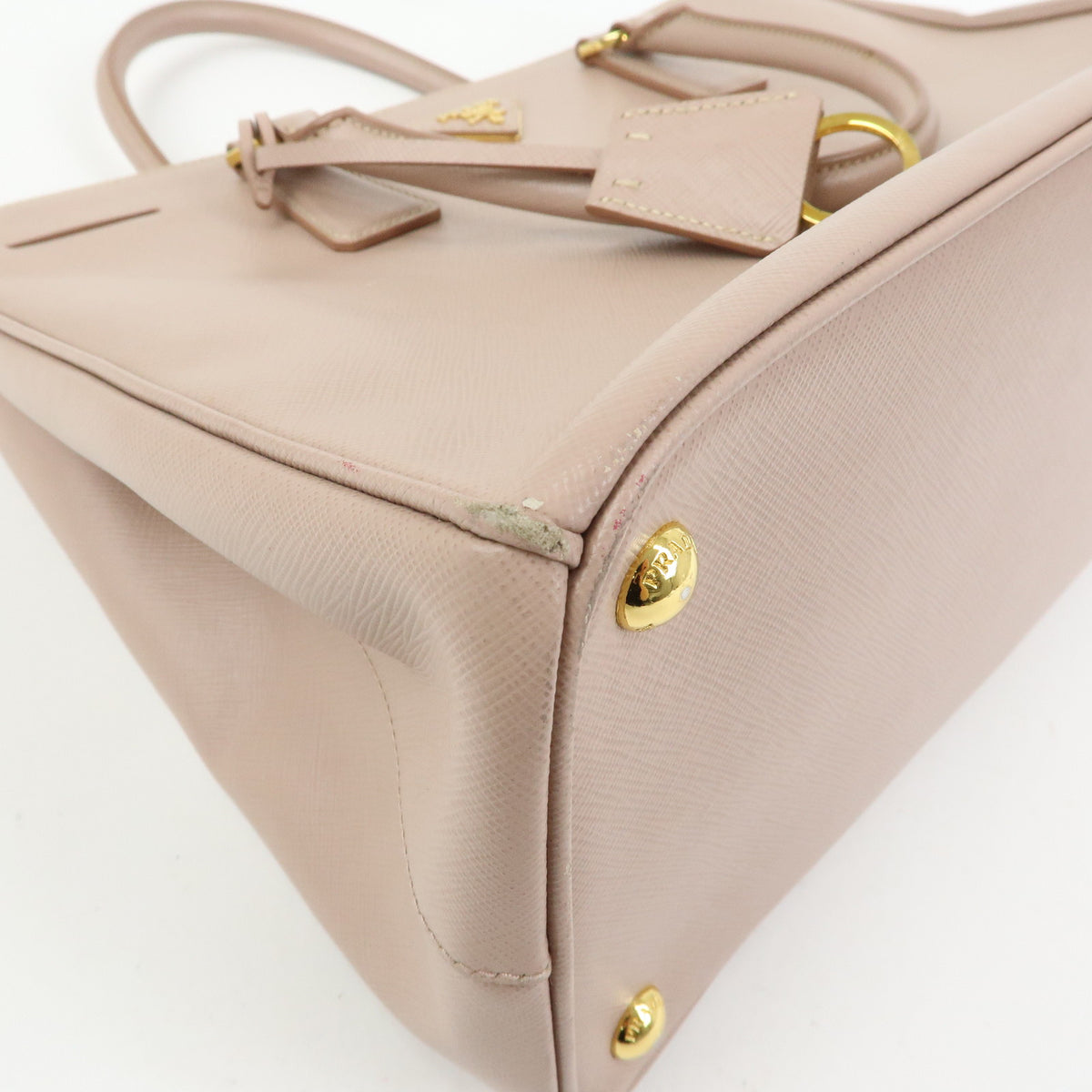 PRADA Triagnle Logo Galleria Saffiano Leather 2WAY Hand Bag Pink BN2274