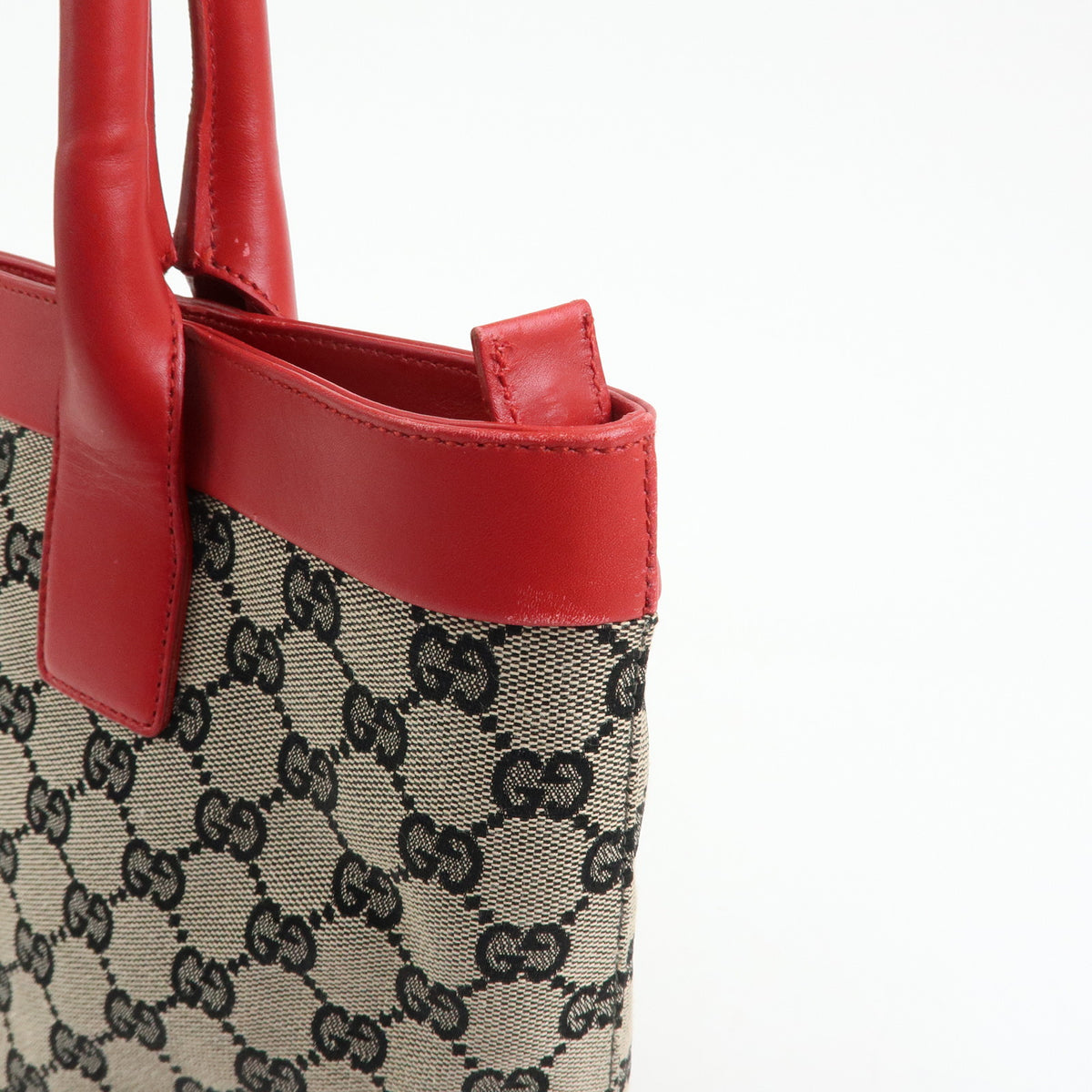 GUCCI GG Canvas Leather Tote Bag Hand Bag Beige Red 002・1119