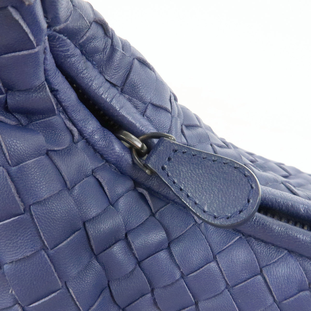 BOTTEGA VENETA Intrecciato Hobo Leather Shoulder Bag Hand Bag Navy