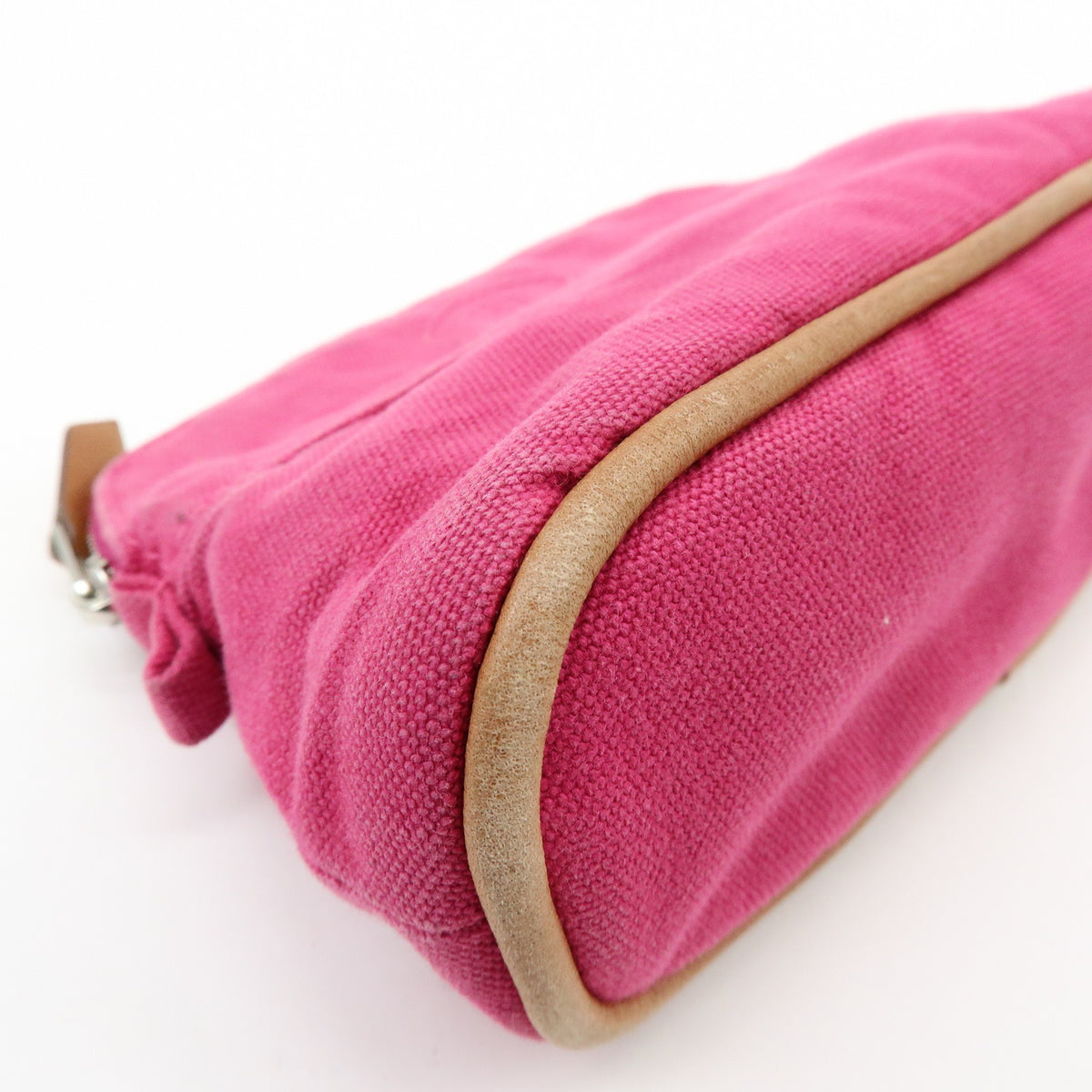 HERMES Bolide Pouch Mini Mini 16 Canvas Leather Cosmetic Pouch Pink