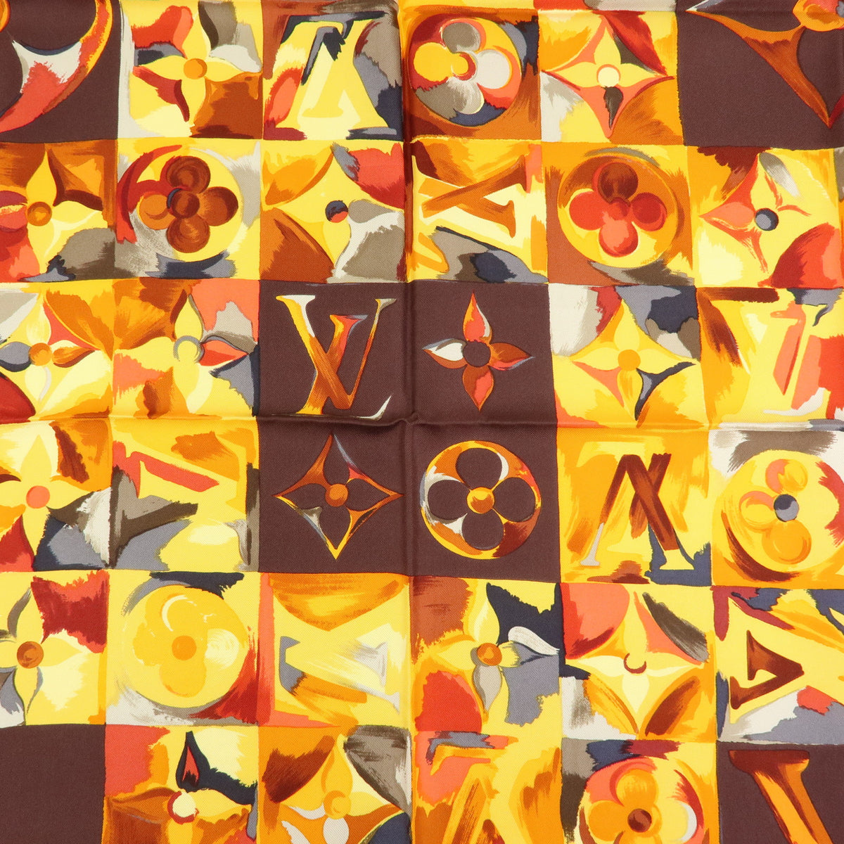 Louis Vuitton Monogram Carre Au Fil Du Temps Silk 100% Scarf M71120