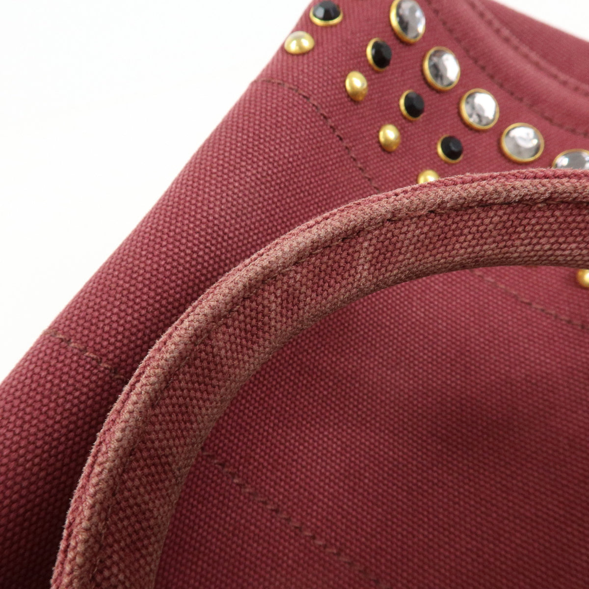 PRADA Triangle Logo Canapa Mini Canvas 2Way Bag Bijoux Bordeaux 1BG439
