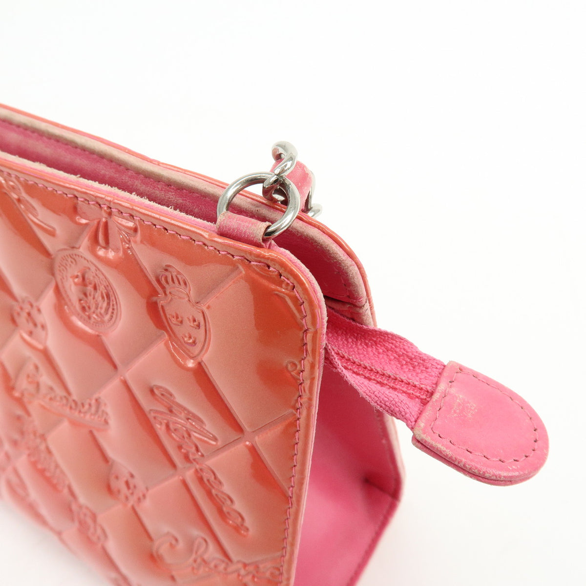 CHANEL Icon Line Patent Leather Chain Shoulder Bag Pink A37156