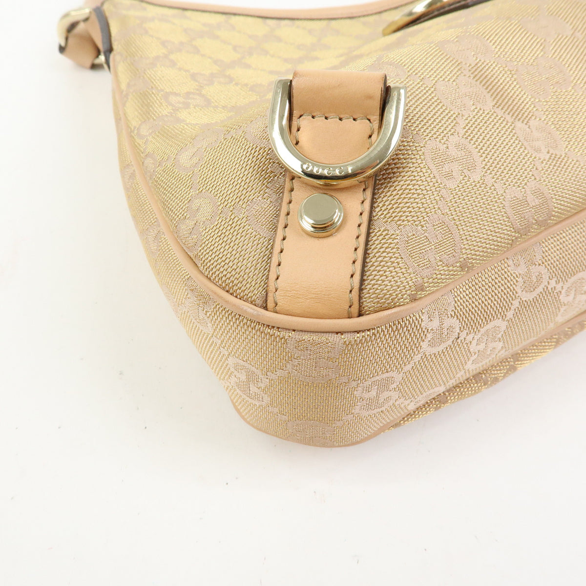 GUCCI Abbey Canvas Leather Shoulder Bag Hand Bag Pink Beige 130738
