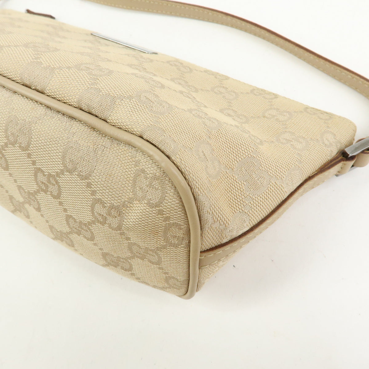 GUCCI Boat Bag GG Canvas Hand Bag Accessory Pouch Beige 07198