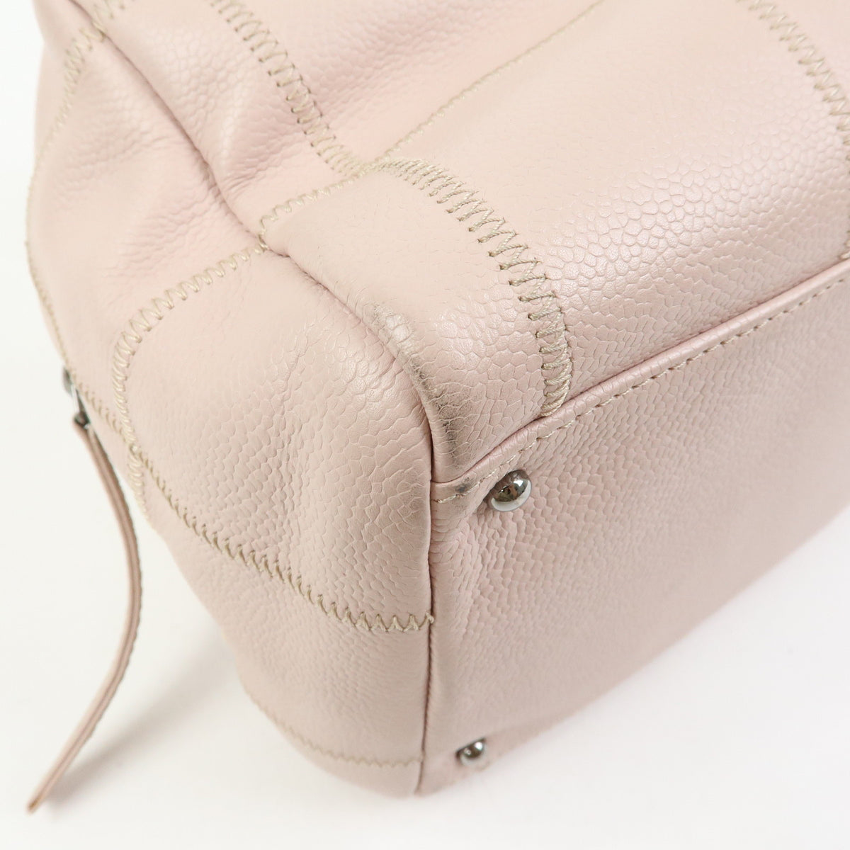 CHANEL Logo Chocolate Bar Caviarskin Shoulder Bag Hand Bag Pink