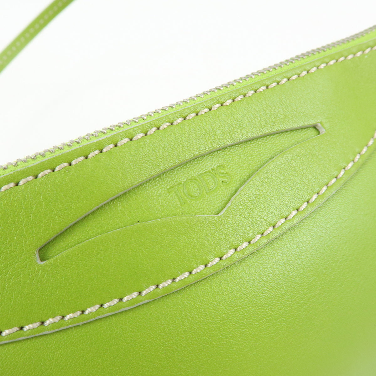 TOD'S Leather Shoulder Bag Hand Bag Light Green