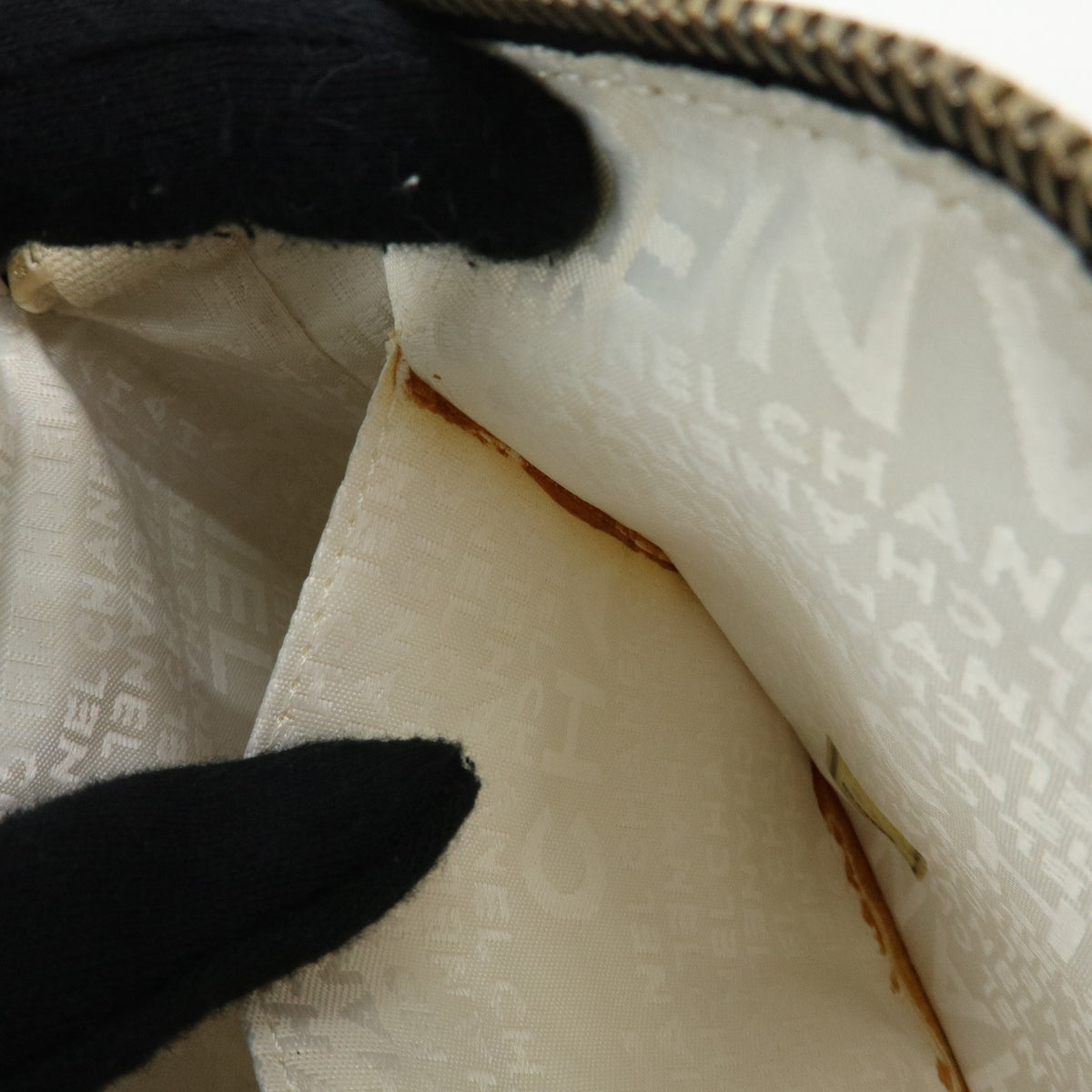 CHANEL Chocolate Bar COCO Mark Canvas Shoulder Bag Hand Bag Black White