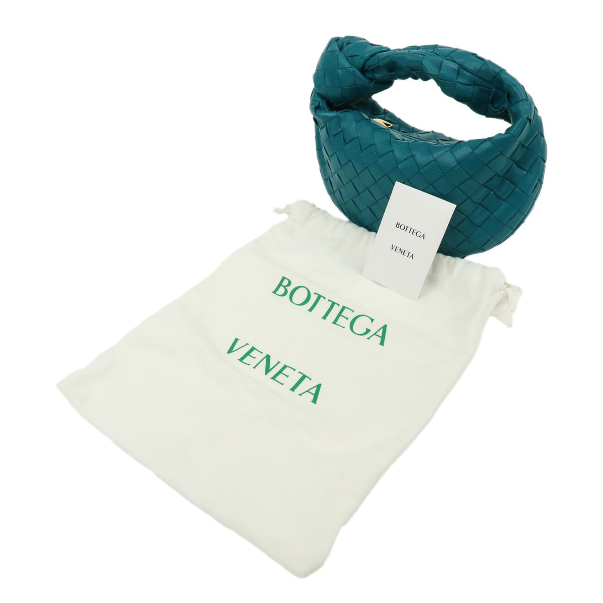 BOTTEGA VENETA Mini Jodie Intrecciato Leather Hand Bag Turquoise Blue