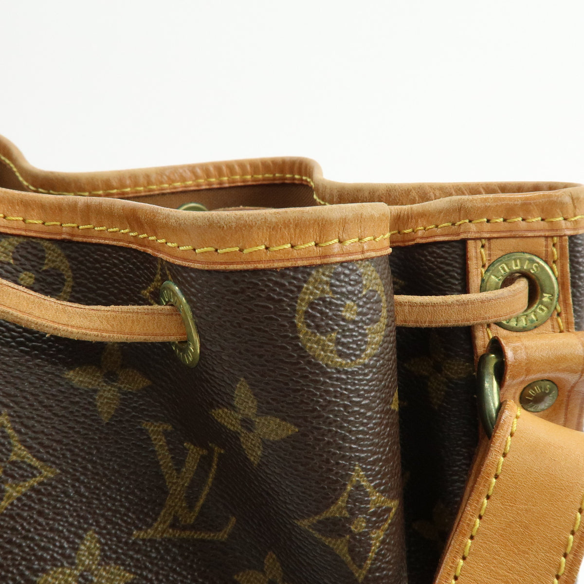 Louis Vuitton Monogram Noe Canvas Leather Shoulder Bag Brown M42224