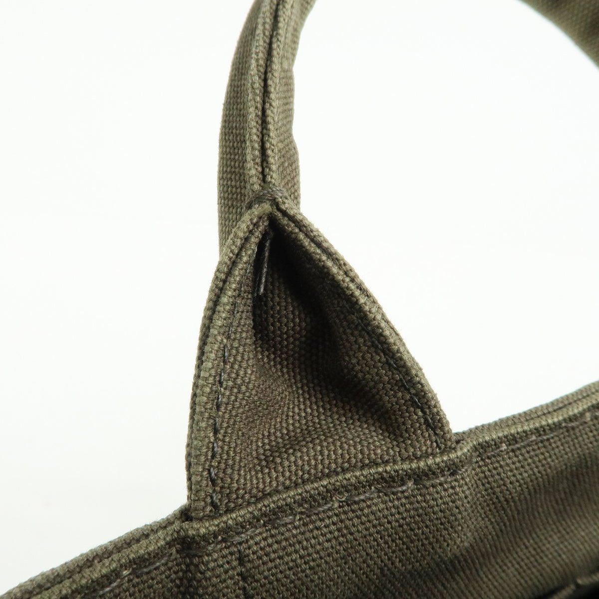 PRADA Triangle Logo Canapa Mini Canvas Tote Bag Hand Bag Khaki BN2439