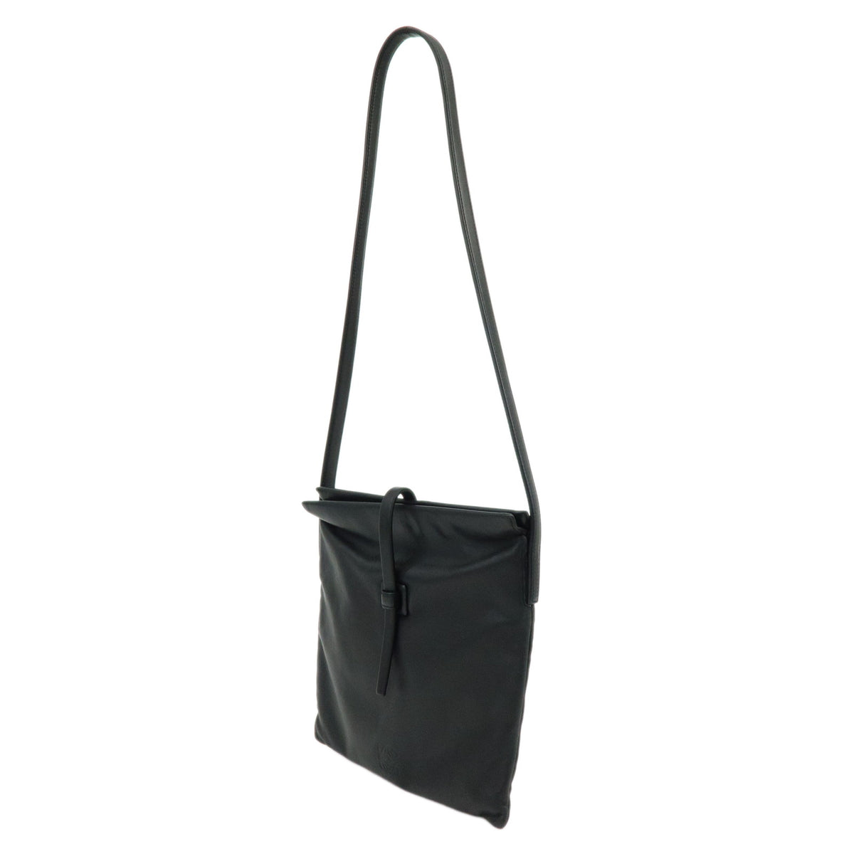 LOEWE Anagram Nappa Leather Flat Shoulder Bag Crossbody Bag Black